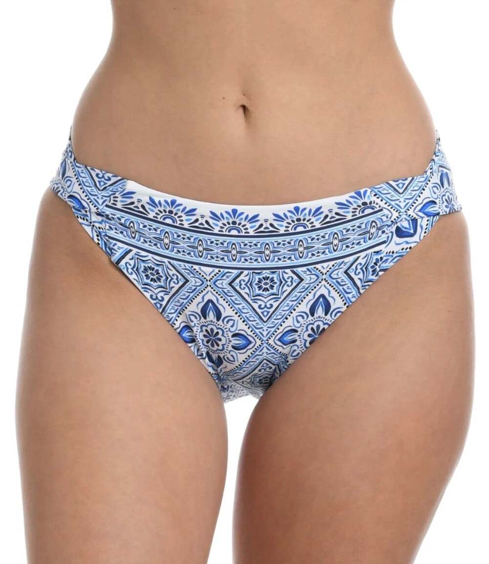 La Blanca Bikini Bottom SZ 10 NWT Mediterranean Breeze Capri Blue Side Cross